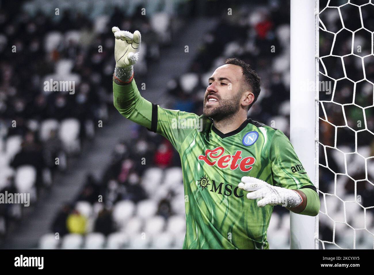 Napoli-Torwart David Ospina (25) Gesten während des Fußballspiels der Serie A n.20 JUVENTUS - NAPOLI am 06. Januar 2022 im Allianz-Stadion in Turin, Piemont, Italien. Endergebnis: Juventus-Napoli 1-1. (Foto von Matteo Bottanelli/NurPhoto) Stockfoto