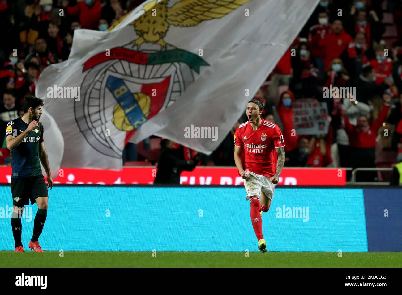 Darwin Nunez von SL Benfica feiert am 15. Januar 2022 ein Tor beim Fußballspiel der Portugiesischen Liga zwischen SL Benfica und dem FC Moreirense im Luz-Stadion in Lissabon, Portugal. (Foto von Pedro Fiúza/NurPhoto) Stockfoto