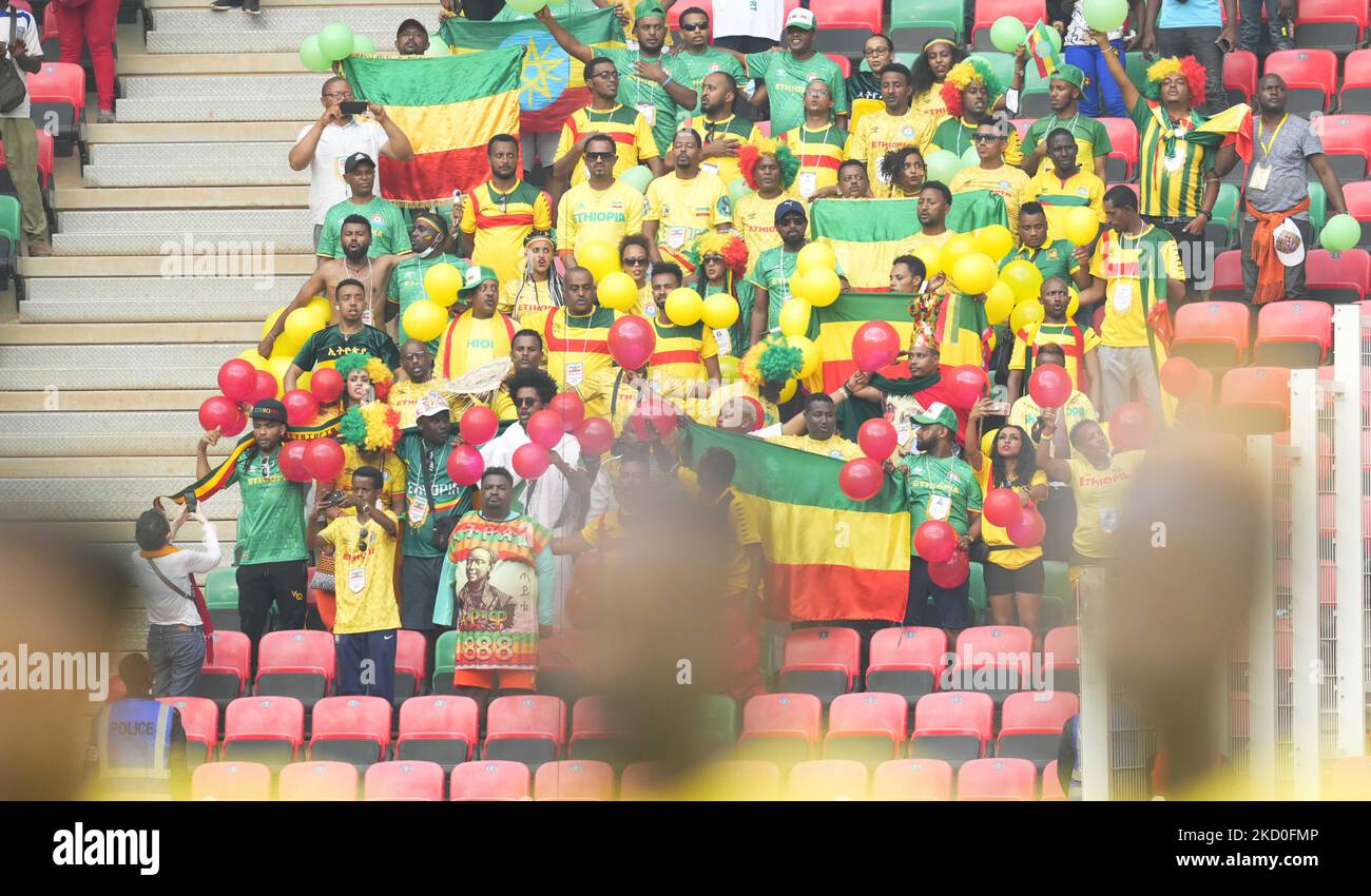 Äthiopische Fans während Kameruns gegen Äthiopien, African Cup of Nations, im Olembe Stadium am 13. Januar 2022. (Foto von Ulrik Pedersen/NurPhoto) Stockfoto