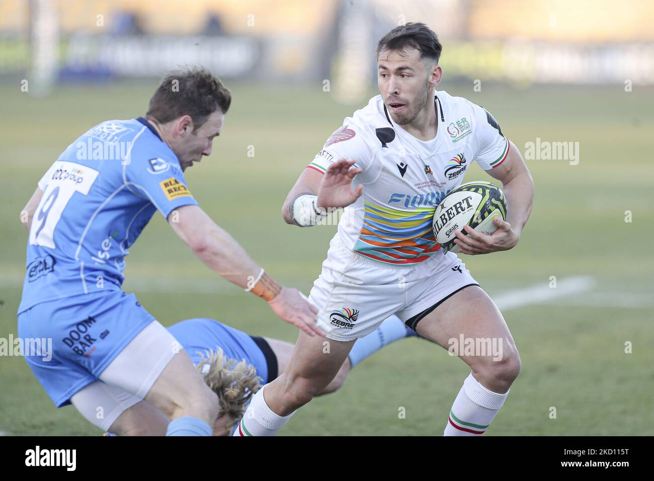 Erich Cronje (Zebre) in Aktion während des Rugby Challenge Cup Zebre Rugby Club gegen Worcester Warriors am 22. Januar 2022 im Sergio Lanfranchi Stadion in Parma, Italien (Foto: Massimiliano Carnabuci/LiveMedia/NurPhoto) Stockfoto