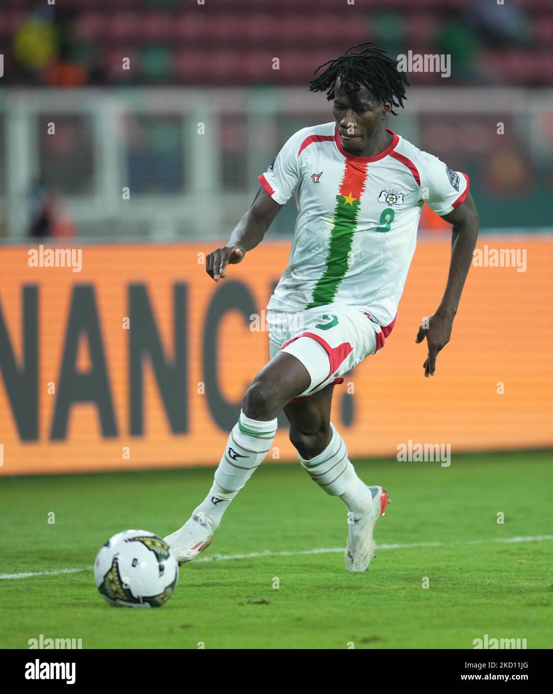 IVSS Kaboré von Burkina Faso während des Burkina Faso-Wettkampfs gegen Cap Verde, den Afrikanischen Fußballpokal der Nationen, am 13. Januar 2022 im Olembe-Stadion. (Foto von Ulrik Pedersen/NurPhoto) Stockfoto