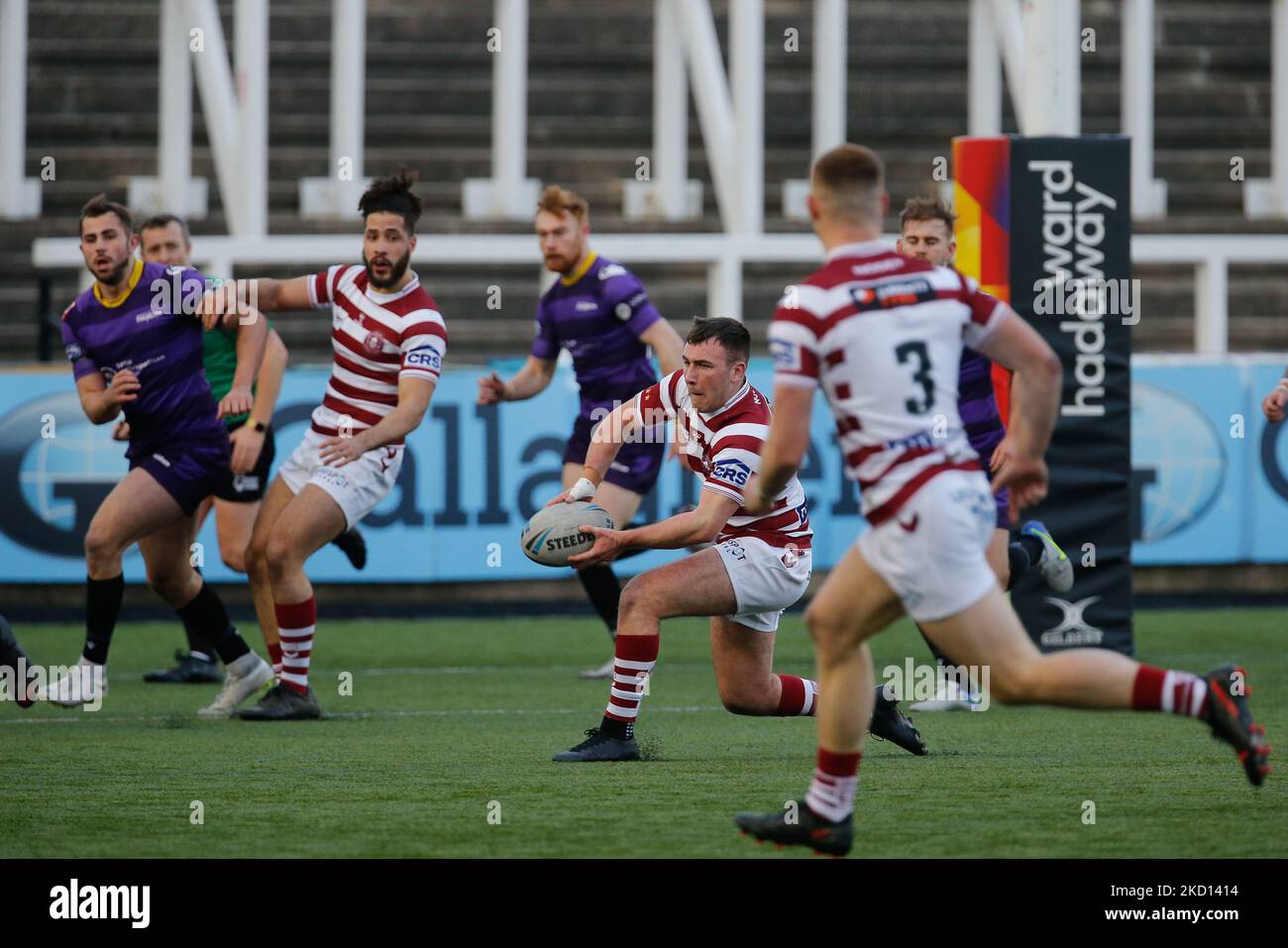 Harry Smith von Wigan Warriors in Aktion während des Freundschaftsspiel zwischen Newcastle Thunder und Wigan Warriors im Kingston Park, Newcastle am Samstag, den 22.. Januar 2022. (Foto von Chris Lishman/MI News/NurPhoto) Stockfoto