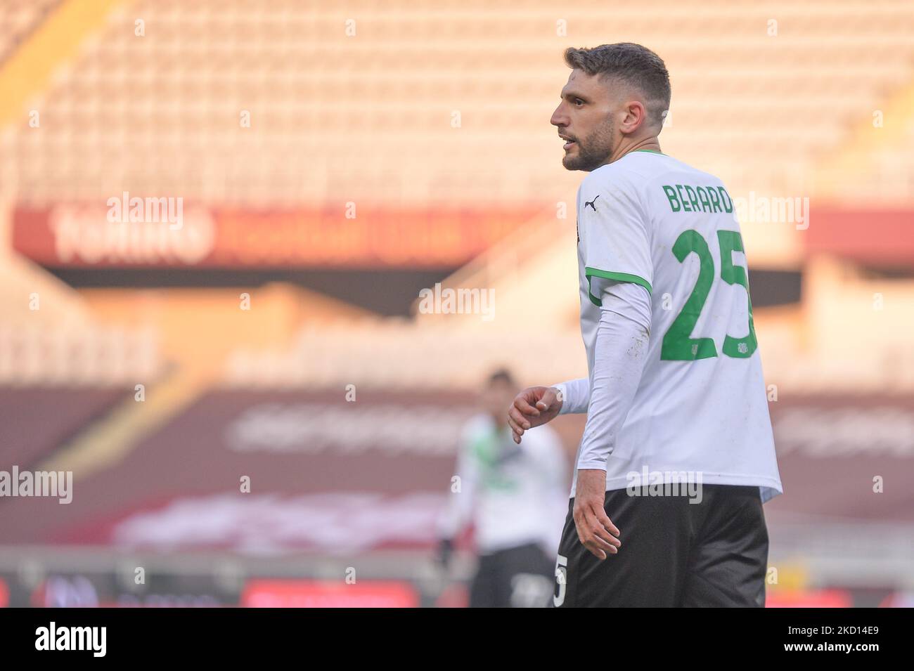Domenico Berardi von US Sassuolo während des Fußballmatches der Serie A zwischen dem FC Turin und dem US Sassuolo, im Stadio Olimpico Grande Torino, am 23. Januar 2022 in Turin, Italien (Foto von Alberto Gandolfo/NurPhoto) Stockfoto