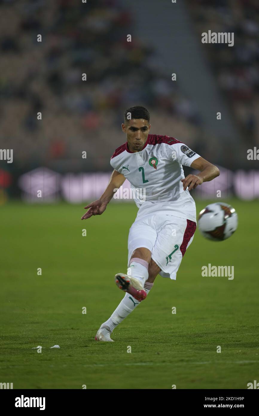 Achraf Hakimi von Marokko während Marokko gegen Ägypten, African Cup of Nations, im Ahmadou Ahidjo Stadion am 30. Januar 2022. (Foto von Ulrik Pedersen/NurPhoto) Stockfoto