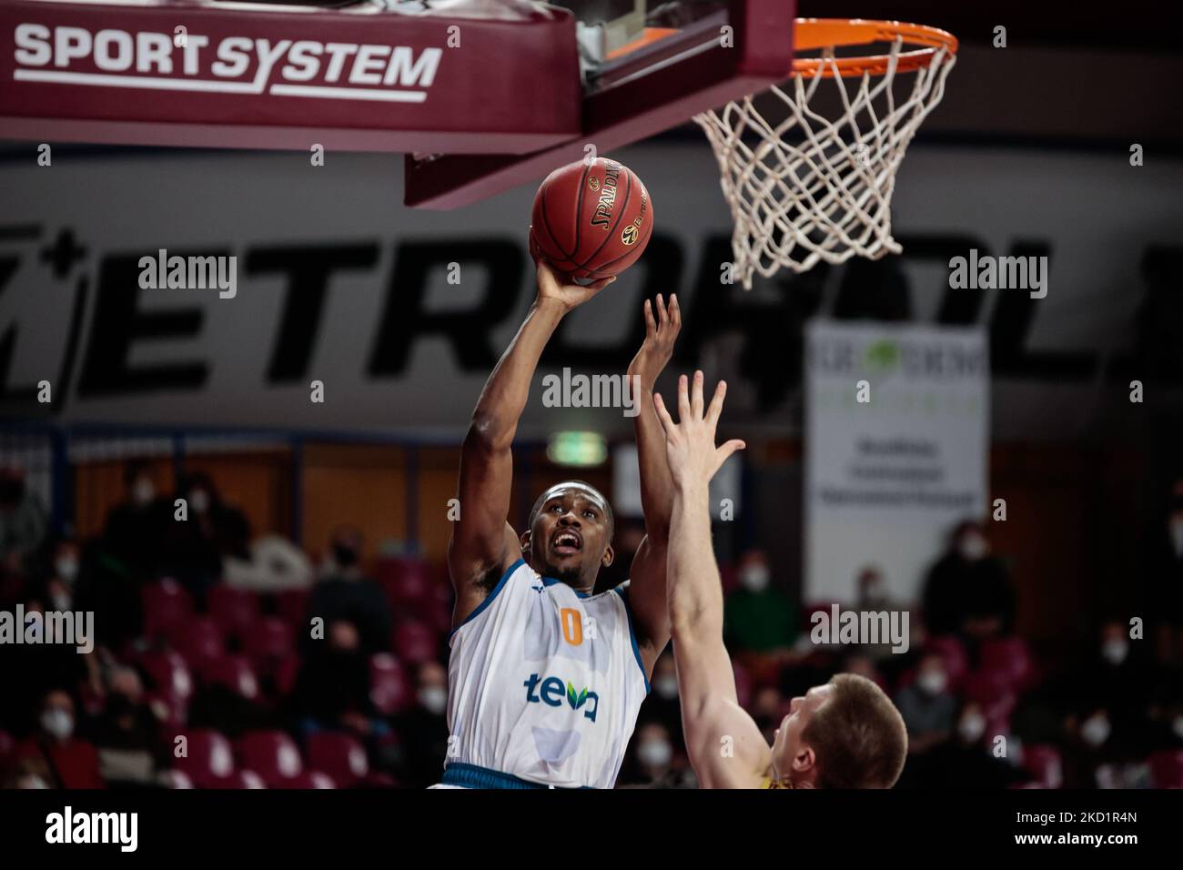 Semaj Christon (Ratiopharm ULM) während der Basketball EuroCup Meisterschaft Umana Reyer Venezia gegen Ratiopharm Ulm am 02. Februar 2022 im Palasport Taliercio in Venedig, Italien (Foto: Mattia Radoni/LiveMedia/NurPhoto) Stockfoto