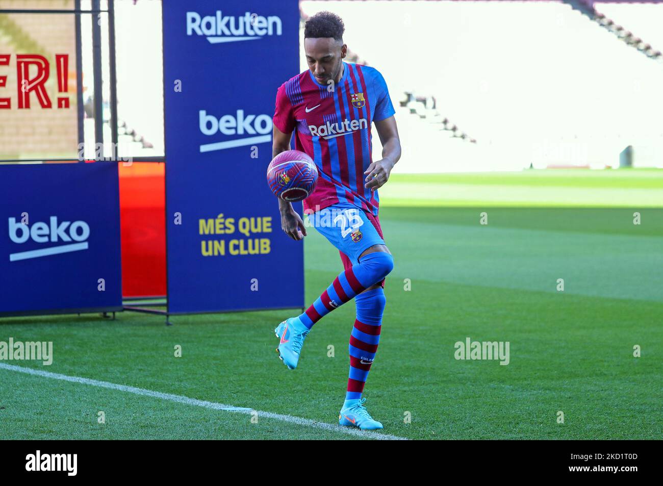 Pierre-Emerick Aubameyang während seiner Präsentation als neuer Spieler für den FC Barcelona am 03.. Februar 2022 in Barcelona, Spanien. (Foto von Joan Valls/Urbanandsport/NurPhoto) Stockfoto