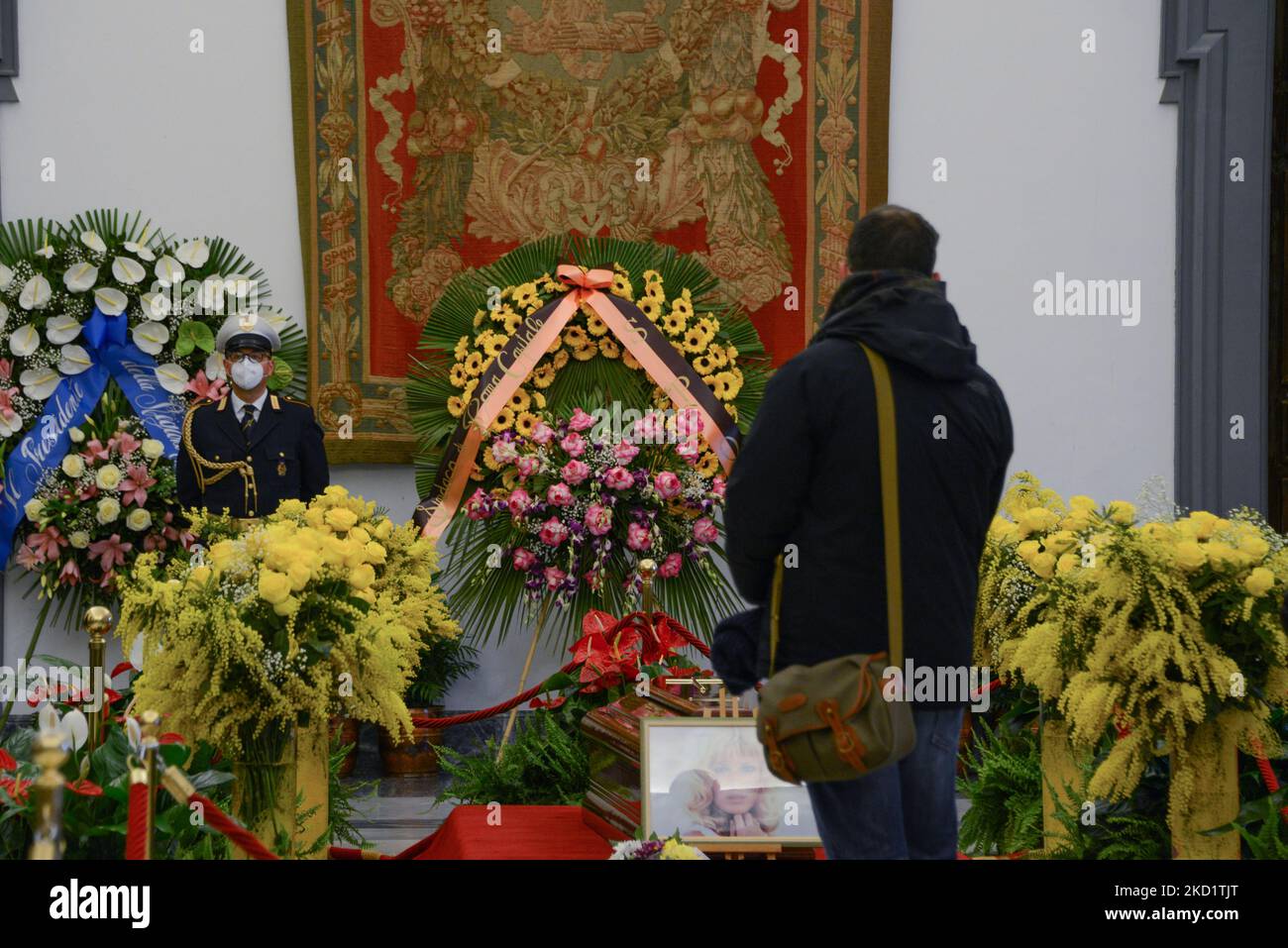 Der Trauerraum während der Nachrichten Monica Vitti, der Trauersaal im Capitol am 04. Februar 2022 im Campidoglio in Rom, Italia (Foto: Gloria Imbrogno/LiveMedia/NurPhoto) Stockfoto