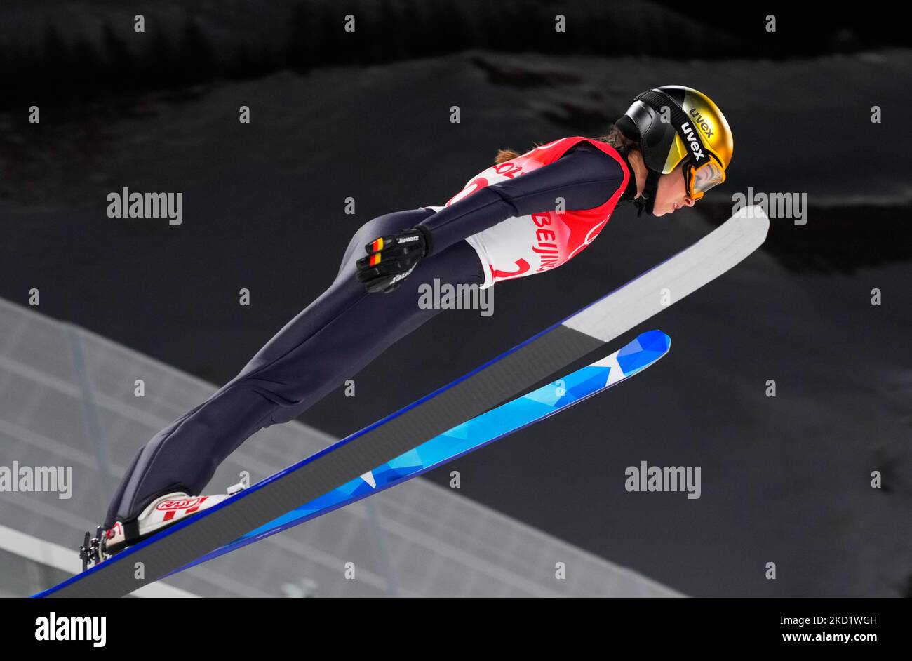 Juliane Seyfarth aus Deutschland beim Skisprung bei den Olympischen Winterspielen 2022 in Peking im Zhangjiakou Genting Snow Park am 5. Februar 2022 in Zhangjiakou, China. (Foto von Ulrik Pedersen/NurPhoto) Stockfoto