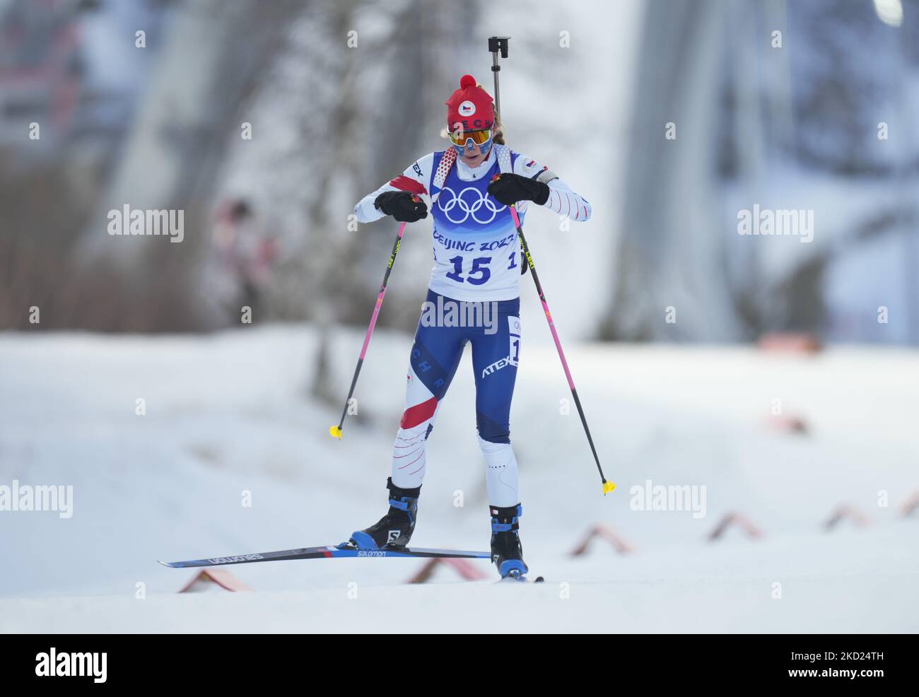 Marketa Davidova aus den USA während des Biathlon bei den Olympischen Winterspielen 2022 in Peking im Zhangjiakou Genting Snow Park am 7. Februar 2022 in Zhangjiakou, China. (Foto von Ulrik Pedersen/NurPhoto) Stockfoto