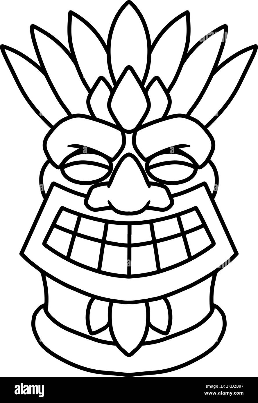 Illustration von Tiki Idol im monochromen Stil. Gestaltungselement für Plakat, Karte, Banner, Emblem, Schild. Vektorgrafik Stock Vektor