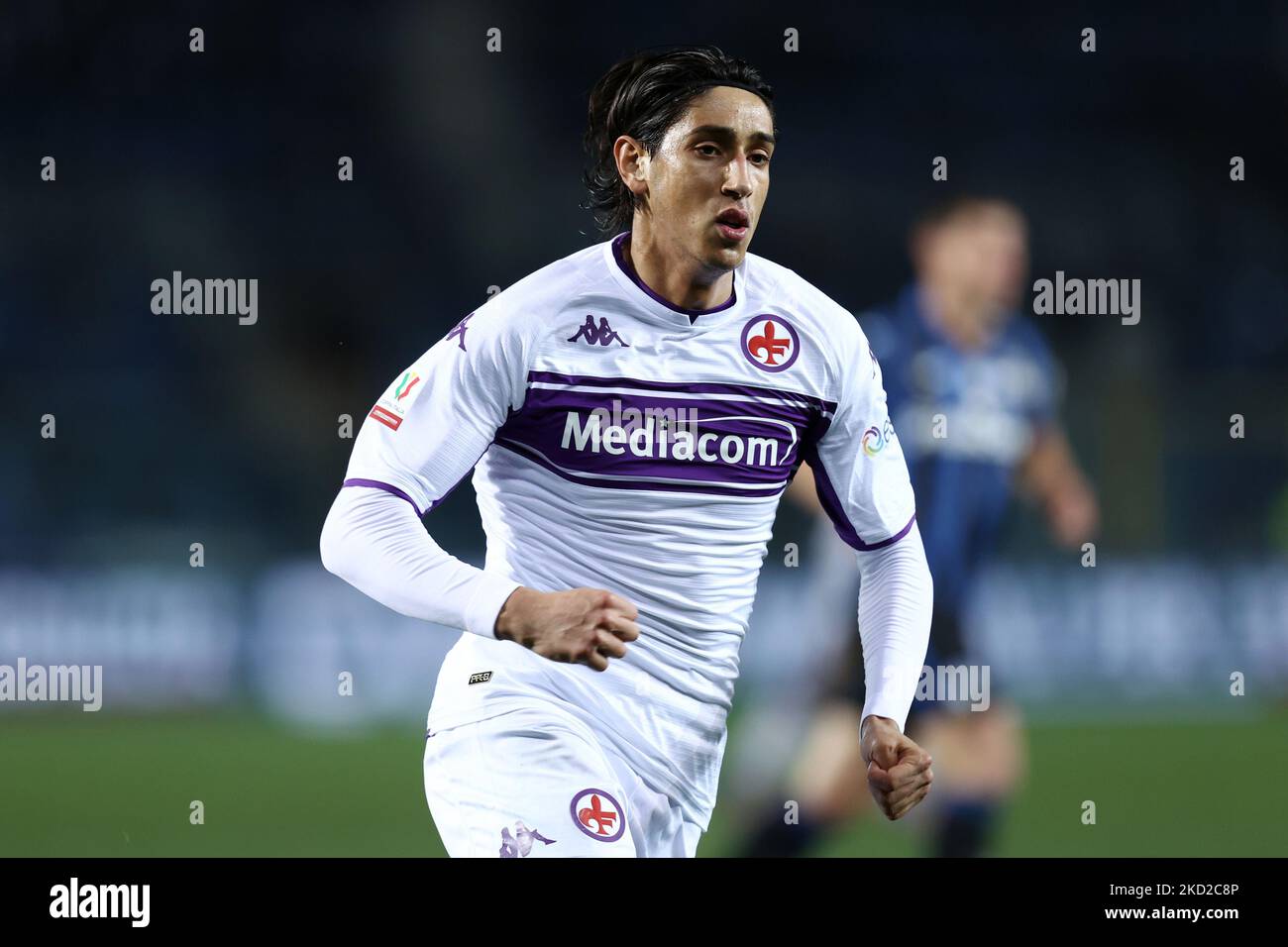 Yussef Maleh (ACF Fiorentina) beim italienischen Fußballspiel Coppa Italia Atalanta BC gegen ACF Fiorentina am 10. Februar 2022 im Gewiss Stadium in Bergamo, Italien (Foto: Francesco Scaccianoce/LiveMedia/NurPhoto) Stockfoto