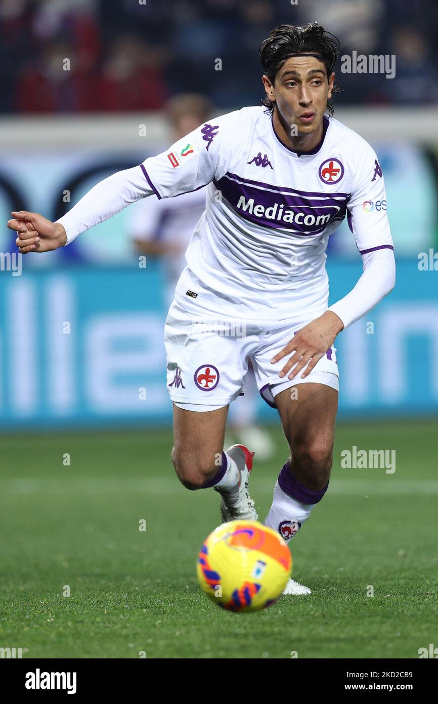 Yussef Maleh (ACF Fiorentina) beim italienischen Fußballspiel Coppa Italia Atalanta BC gegen ACF Fiorentina am 10. Februar 2022 im Gewiss Stadium in Bergamo, Italien (Foto: Francesco Scaccianoce/LiveMedia/NurPhoto) Stockfoto