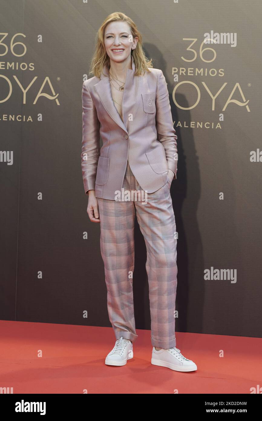 Cate Blanchett nimmt an der Verleihung des International Goya 2022 Awards im Palau de les Arts in Valencia, Spanien Teil (Foto: Carlos Dafonte/NurPhoto) Stockfoto