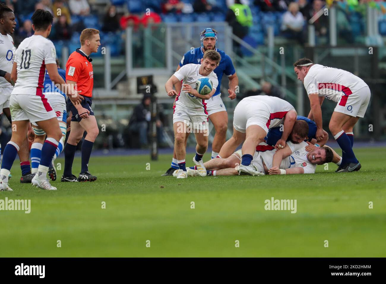 Harry Randall (England) während des Rugby-Six-Nations-Spiels 2022 Six Nations - Italien gegen England am 13. Februar 2022 im Olimpico-Stadion in Rom, Italien (Foto: Luigi Mariani/LiveMedia/NurPhoto) Stockfoto