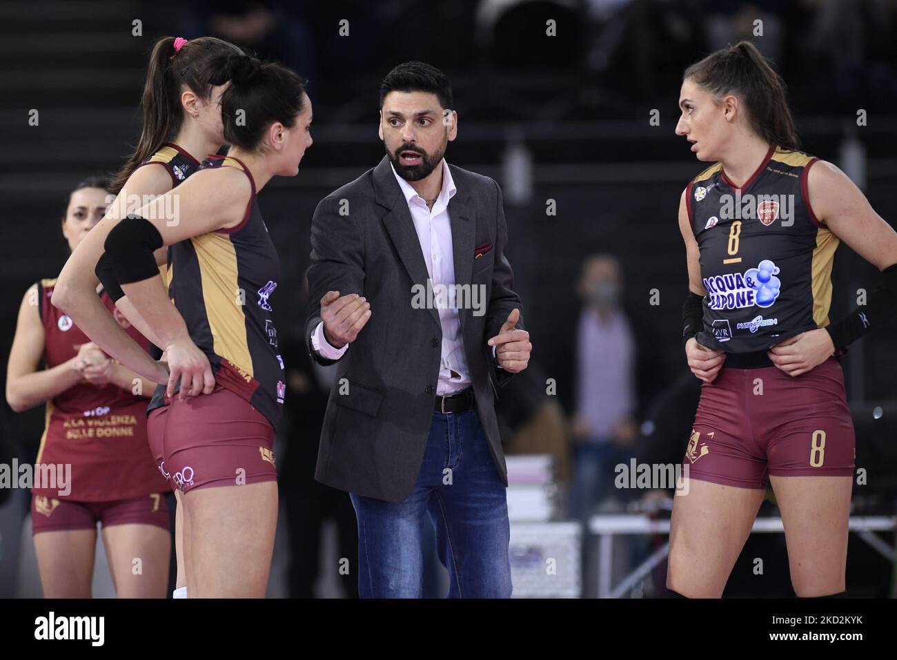 Andrea Mafrici von Acqua &amp; Sapone Roma Volley während des Spiels der Women's Volleyball Championship Series A1 zwischen Acqua &amp; Sapone Volley Roma und der reale Mutua Genera Chieri Volley im PalaEur, 13.. Februar 2022 in Rom, Italien. (Foto von Gennaro Masi/LiveMedia/NurPhoto) Stockfoto