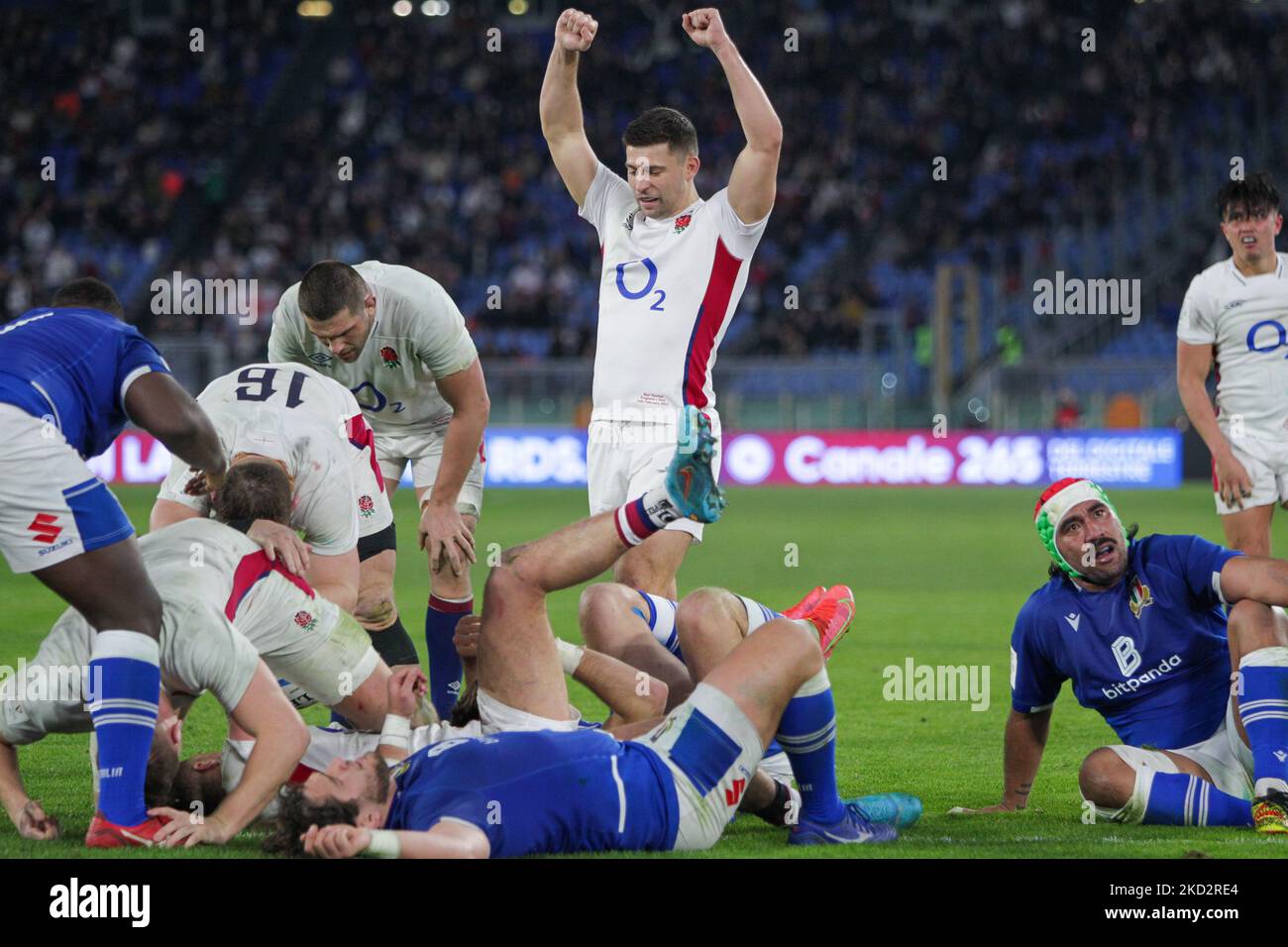 England versuchen beim Rugby Six Nations Spiel 2022 Six Nations - Italien gegen England am 13. Februar 2022 im Olimpico Stadion in Rom, Italien (Foto: Luigi Mariani/LiveMedia/NurPhoto) Stockfoto