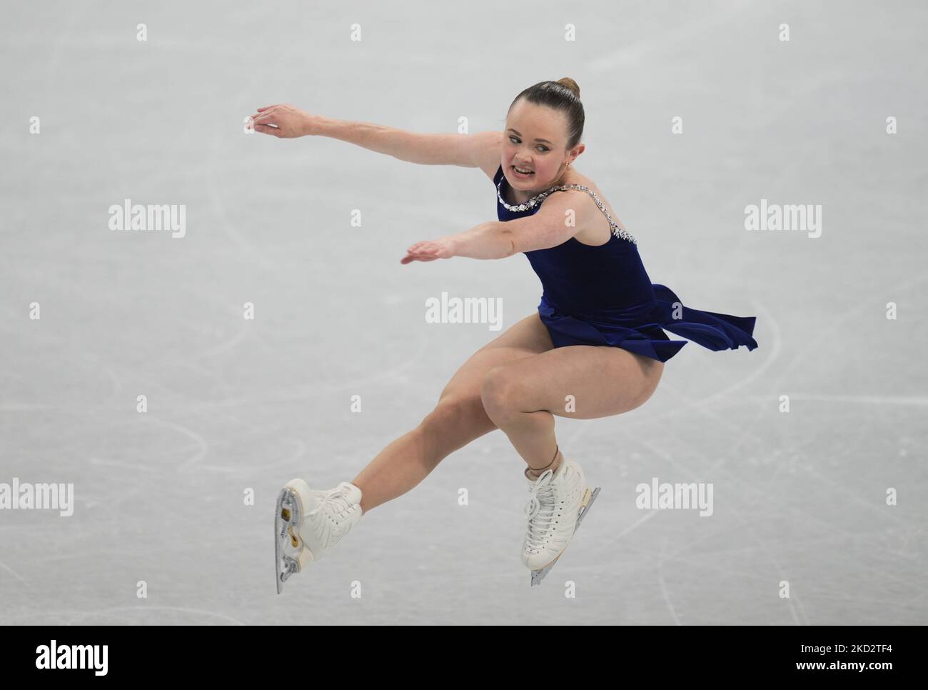 Mariah Bell aus den USA beim Eiskunstlauf, Olympische Winterspiele 2022 in Peking, Capital Indoor Stadium am 15. Februar 2022 in Peking, China. (Foto von Ulrik Pedersen/NurPhoto) Stockfoto