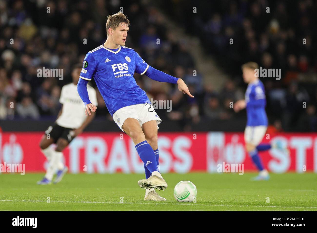 Jannik Vestergaard von Leicester City in Aktion während der UEFA Europa Conference League Runde von 16 Spiel zwischen Leicester City und Randers FC im King Power Stadium, Leicester am Donnerstag, 17.. Februar 2022. (Foto von James Holyoak/MI News/NurPhoto) Stockfoto