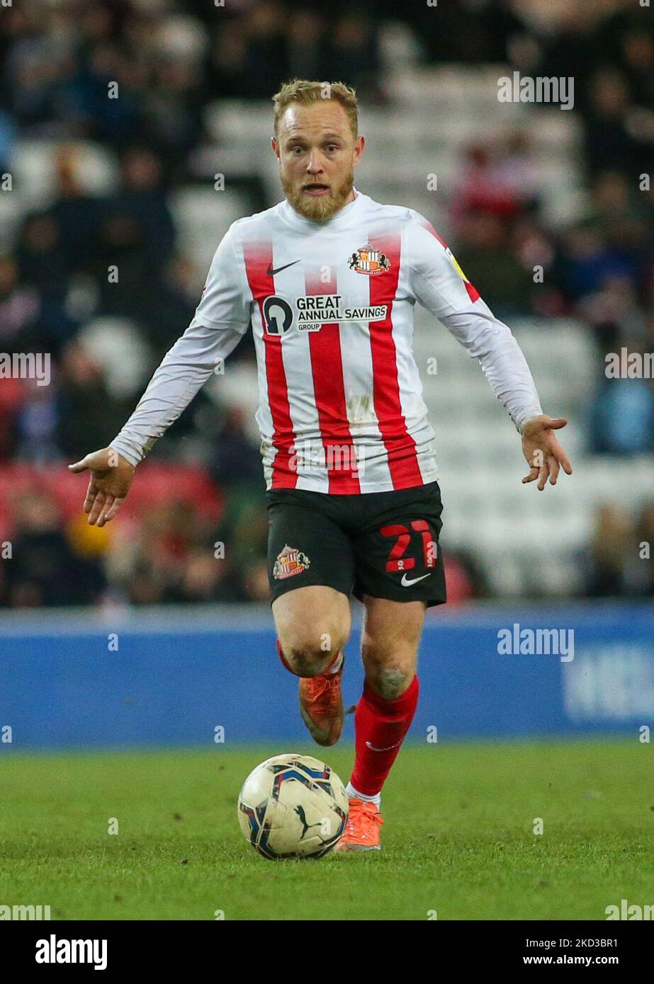 Alex Pritchard von Sunderland während des Sky Bet League 1-Spiels zwischen Sunderland und Burton Albion am Dienstag, den 22.. Februar 2022 im Stadium of Light, Sunderland. (Foto von Michael Driver/MI News/NurPhoto) Stockfoto