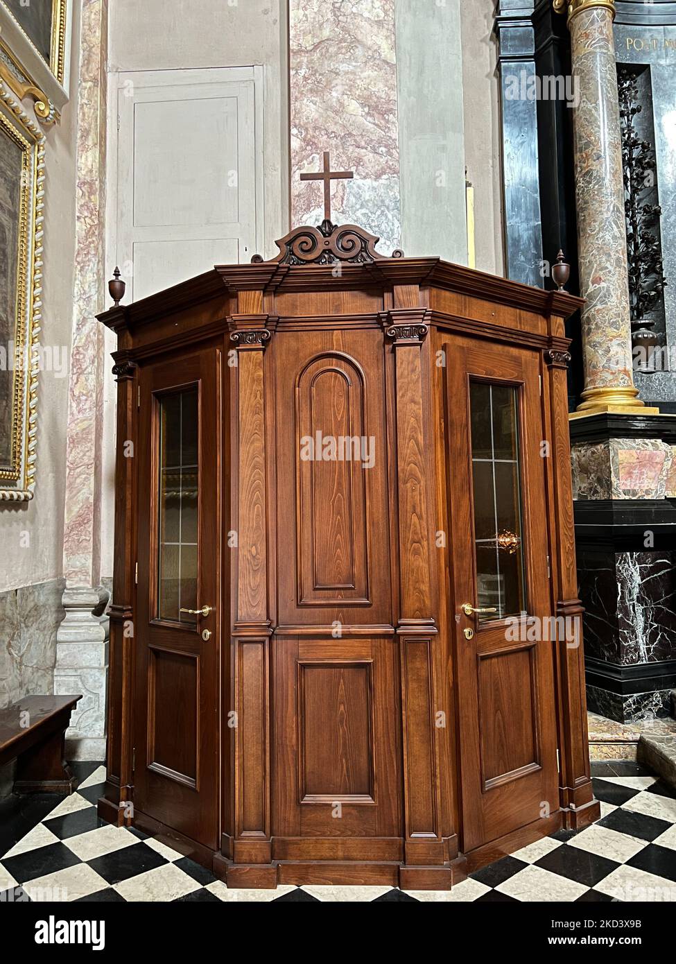 Confession Booth, Bergamo, Italien Stockfoto