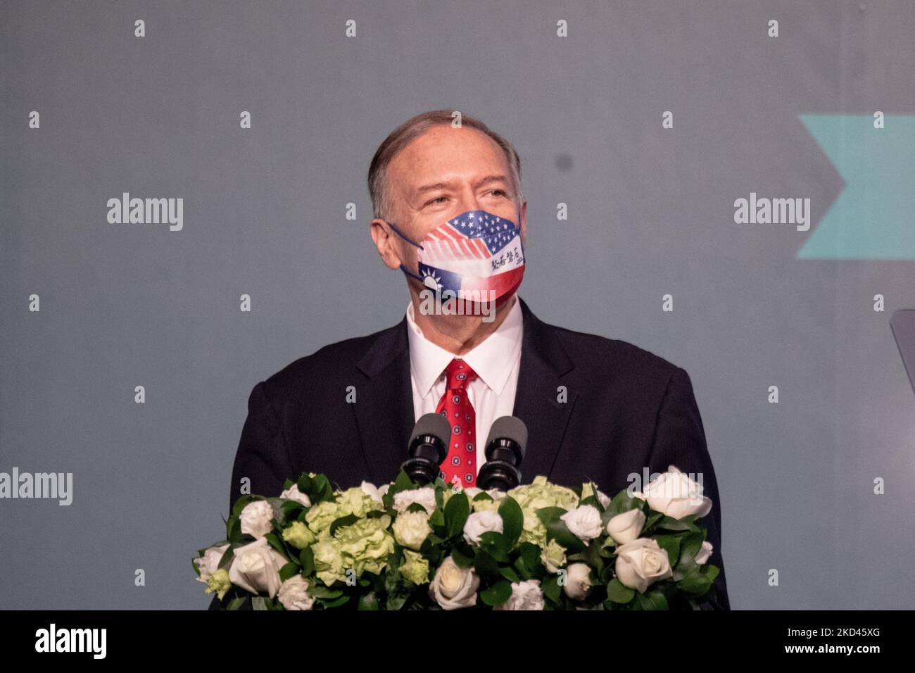 Der ehemalige US-Außenminister Mike Pompeo hält am 4. März 2022 eine Rede bei einem viertägigen Besuch in Taipei, Taiwan. (Foto von Annabelle Chih/NurPhoto) Stockfoto