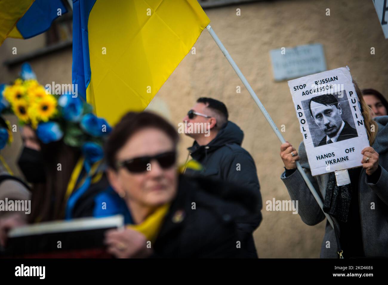 In Rom, Italien, am 03. März 2022, demonstrieren Menschen gegen den Krieg in der Ukraine. (Foto von Andrea Ronchini/NurPhoto) Stockfoto