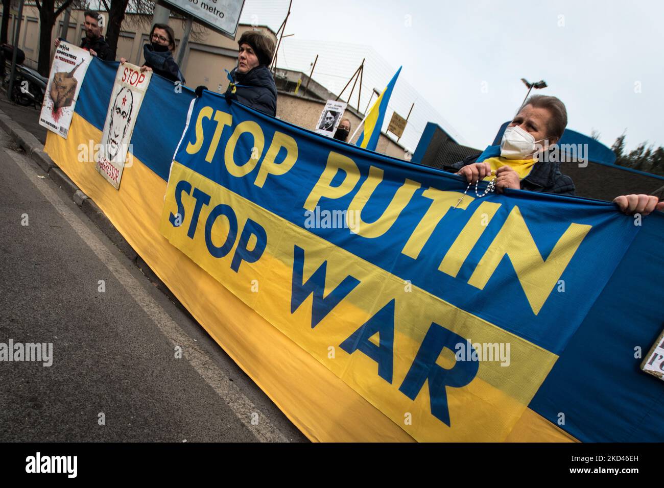 In Rom, Italien, am 03. März 2022, demonstrieren Menschen gegen den Krieg in der Ukraine. (Foto von Andrea Ronchini/NurPhoto) Stockfoto