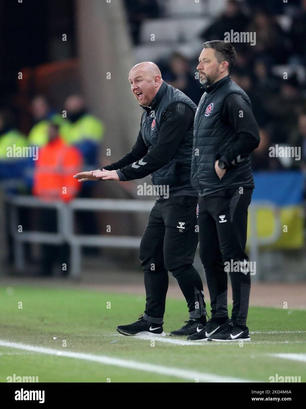 Fleetwood Town Manager Stephen Crainey während des Sky Bet League 1-Spiels zwischen Sunderland und Fleetwood Town am Dienstag, den 8.. März 2022 im Stadium of Light, Sunderland. (Foto von Mark Fletcher/MI News/NurPhoto) Stockfoto