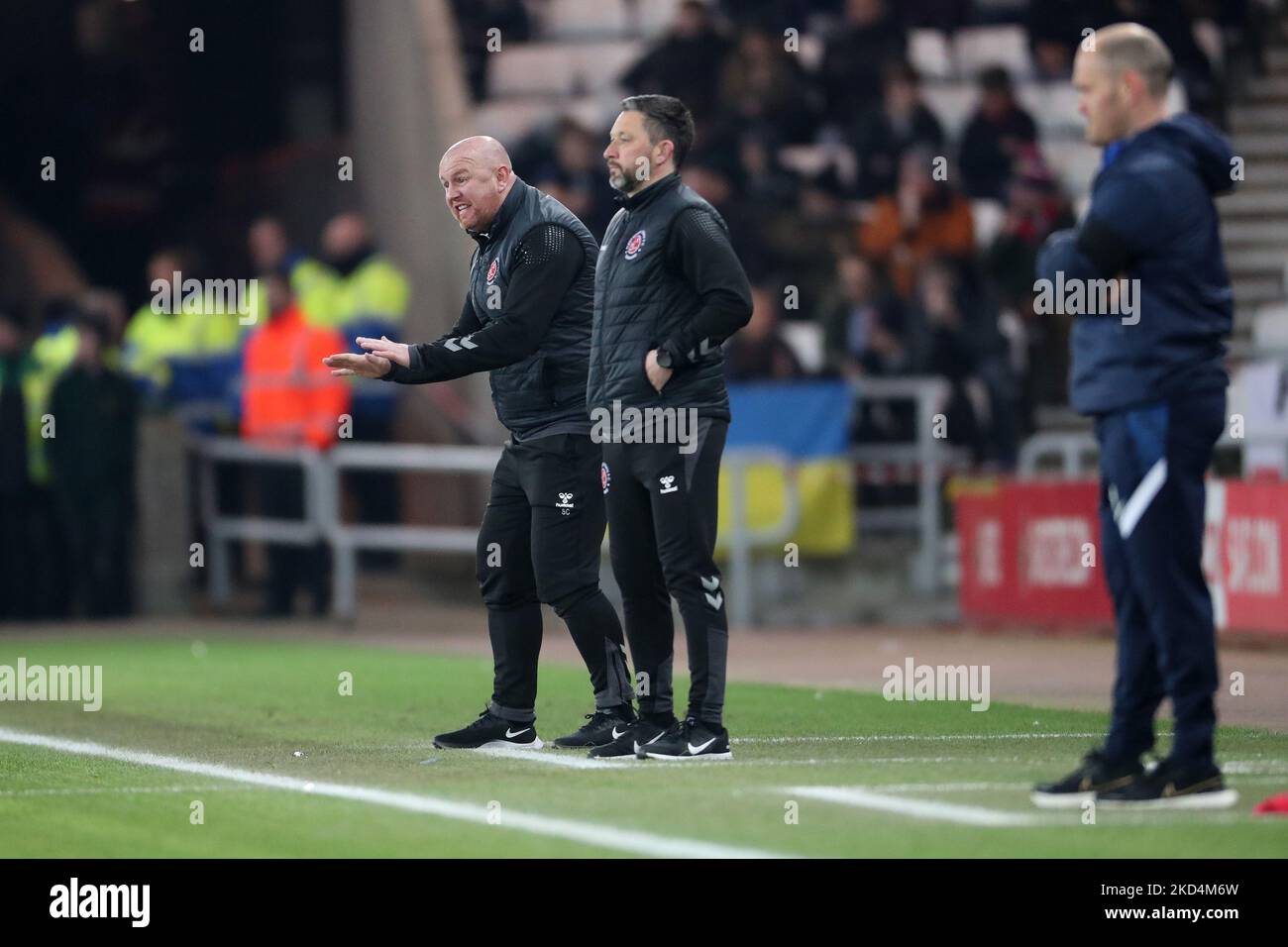 Fleetwood Town Manager Stephen Crainey während des Sky Bet League 1-Spiels zwischen Sunderland und Fleetwood Town am Dienstag, den 8.. März 2022 im Stadium of Light, Sunderland. (Foto von Mark Fletcher/MI News/NurPhoto) Stockfoto