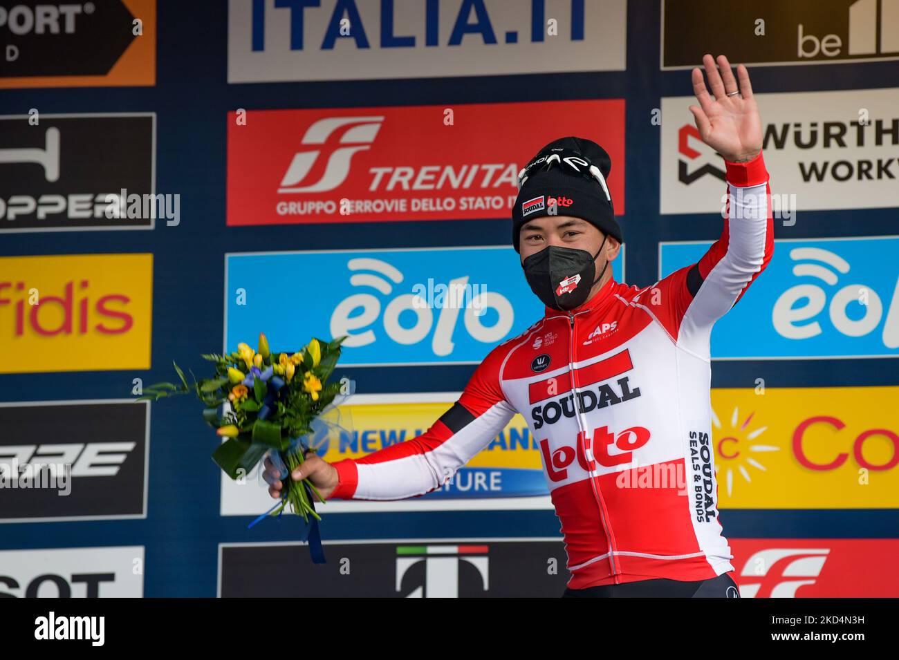 Die dritte Etappe des Tirreno Adriatica von Murlo nach Terni, gewonnen von Ewan Caleb. In Terni, 9. März 2022. (Foto von Riccardo Fabi/NurPhoto) Stockfoto
