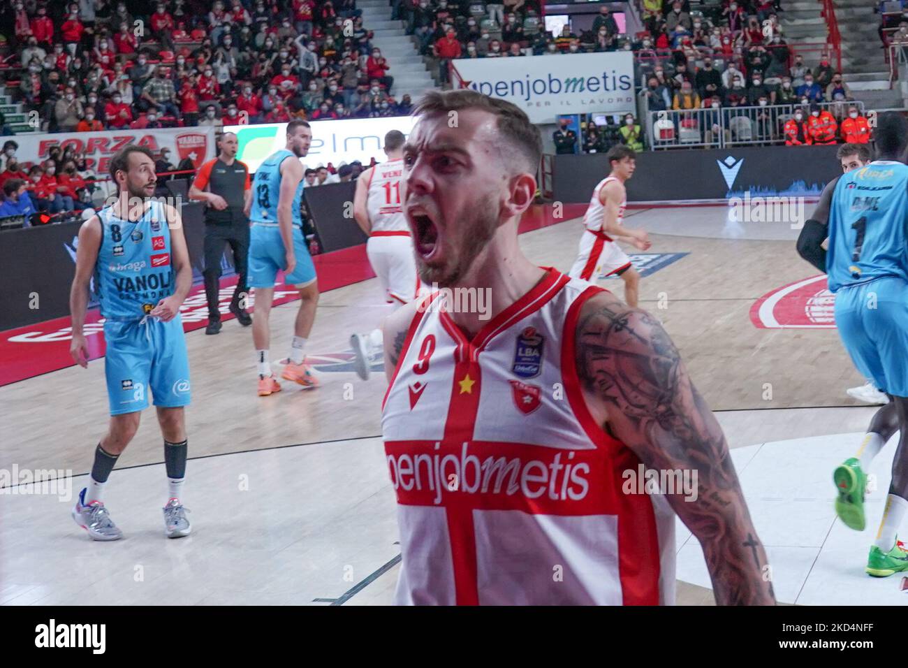 9 Paulius Sorokas OpenJobMetis Varese während des LBA Italien Championship Matches zwischen Openjobmetis Varese und Vanoli Basket Cremona , in Varese, Italien, am 6. März 2022 (Foto von Fabio Averna/NurPhoto) Stockfoto