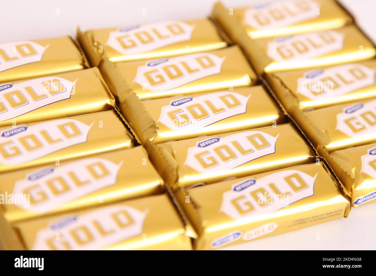 McVities Gold Bars – Snack-Leckerbissen aus goldener Schokolade Stockfoto