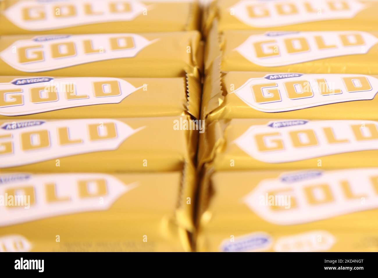 McVities Gold Bars – Snack-Leckerbissen aus goldener Schokolade Stockfoto