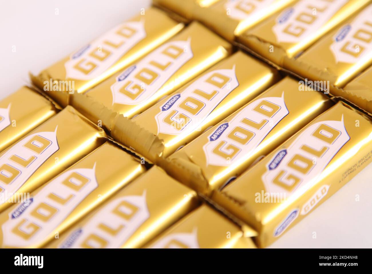 McVities Gold Bars – Snack-Leckerbissen aus goldener Schokolade Stockfoto