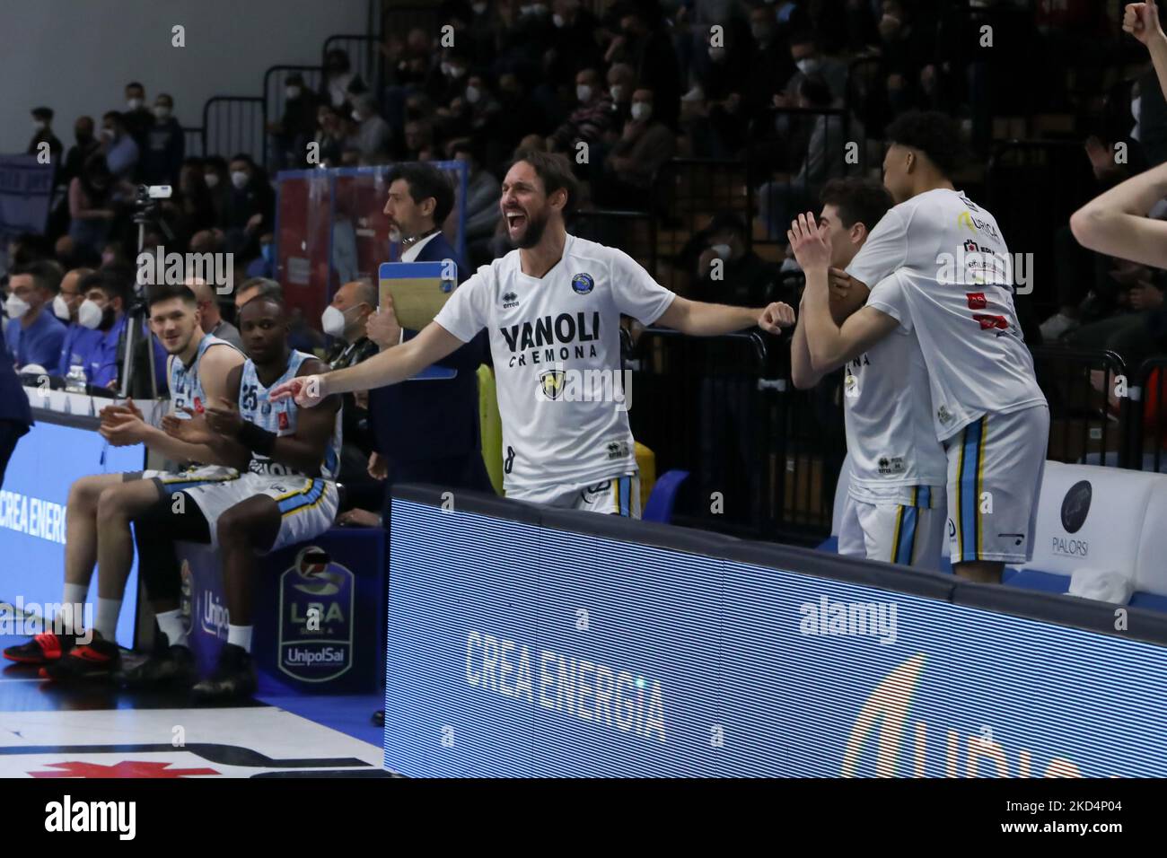 Giuseppe Poeta (Vanoli Cremona) während der italienischen Basketball A Serie Championship Vanoli Basket Cremona vs GeVi Napoli am 09. März 2022 im Palazzetto dello Sport Mario Radi in Cremona, Italien (Foto von Matteo Casoni/LiveMedia/NurPhoto) Stockfoto