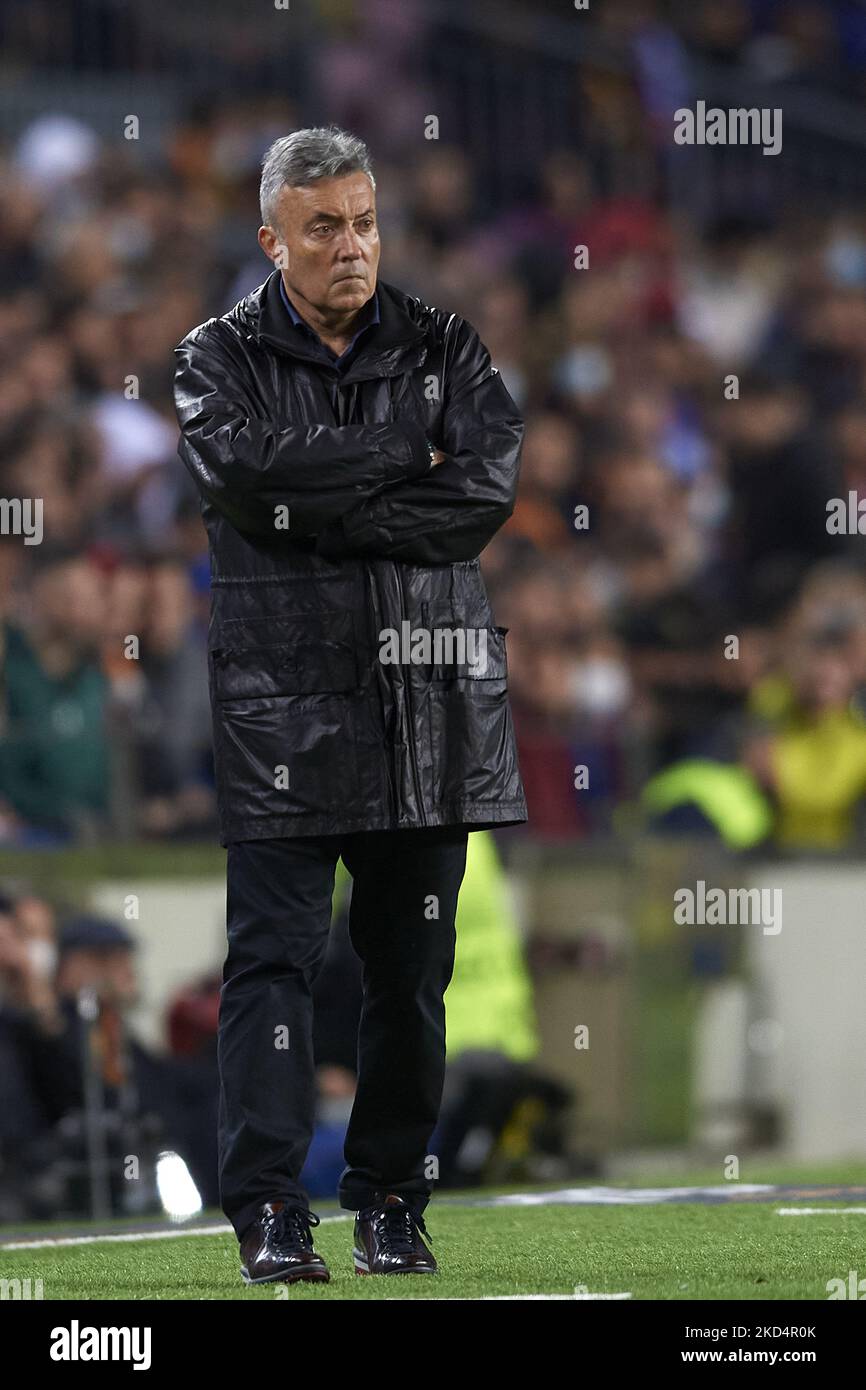 Domenec Torrent Cheftrainer von Galatasaray während der UEFA Europa League Runde von 16 Leg One Spiel zwischen dem FC Barcelona und Galatasaray im Camp Nou am 10. März 2022 in Barcelona, Spanien. (Foto von Jose Breton/Pics Action/NurPhoto) Stockfoto