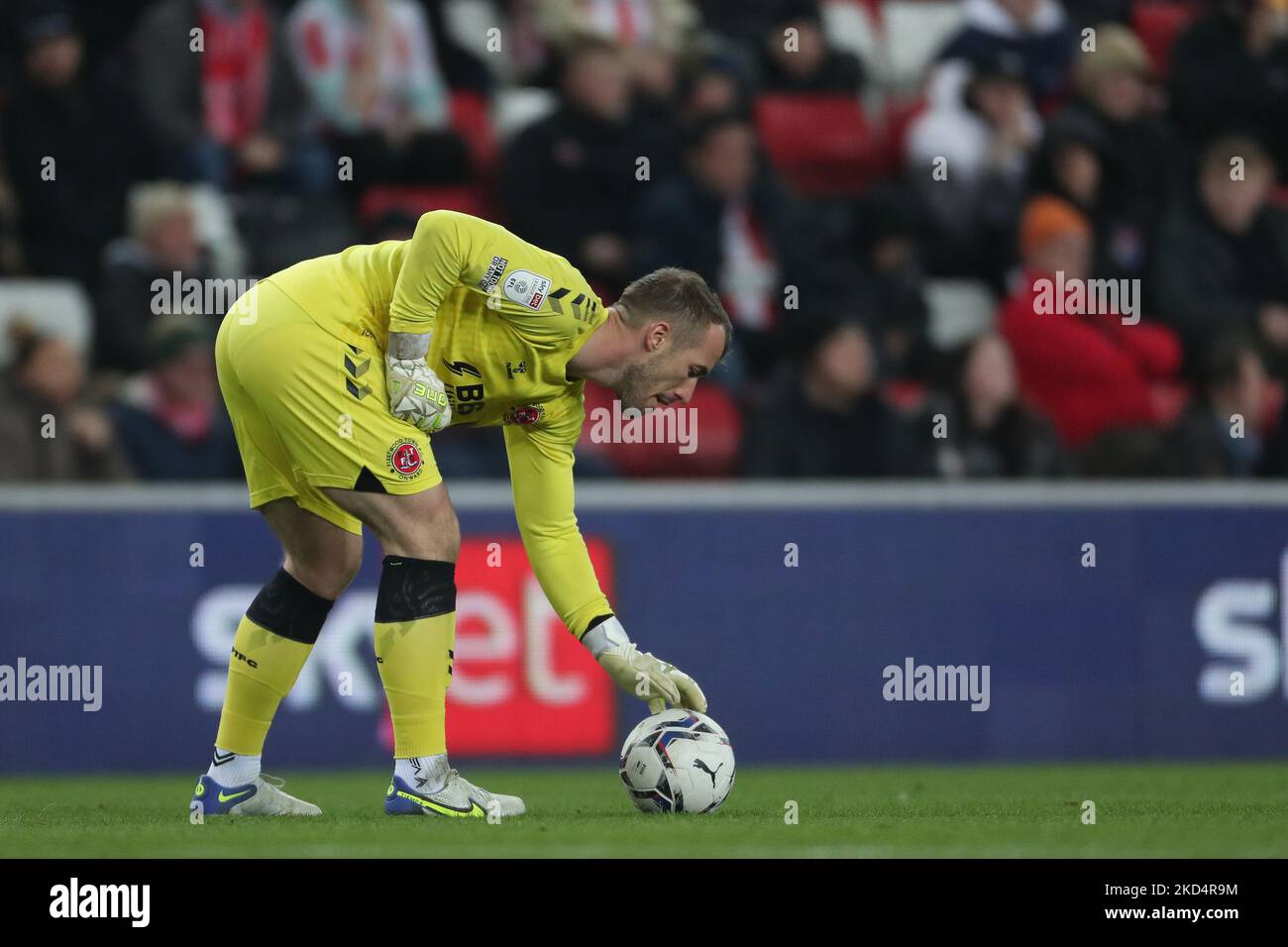 Alex Cairns von Fleetwood Town während des Spiels der Sky Bet League 1 zwischen Sunderland und Fleetwood Town im Stadium of Light, Sunderland, am Dienstag, den 8.. März 2022. (Foto von Mark Fletcher/MI News/NurPhoto) Stockfoto