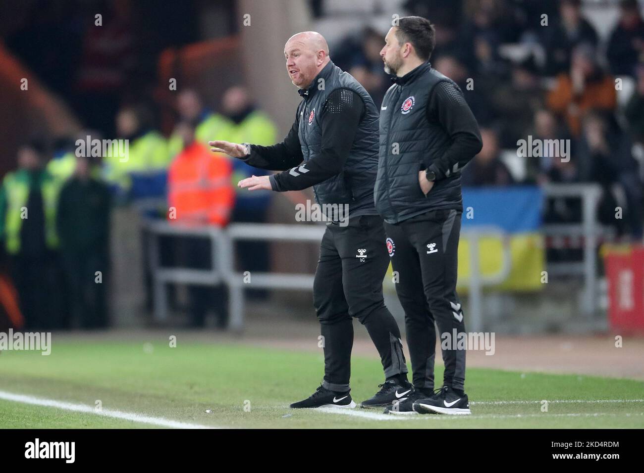 Fleetwood Town Manager Stephen Crainey während des Sky Bet League 1-Spiels zwischen Sunderland und Fleetwood Town am Dienstag, den 8.. März 2022 im Stadium of Light, Sunderland. (Foto von Mark Fletcher/MI News/NurPhoto) Stockfoto