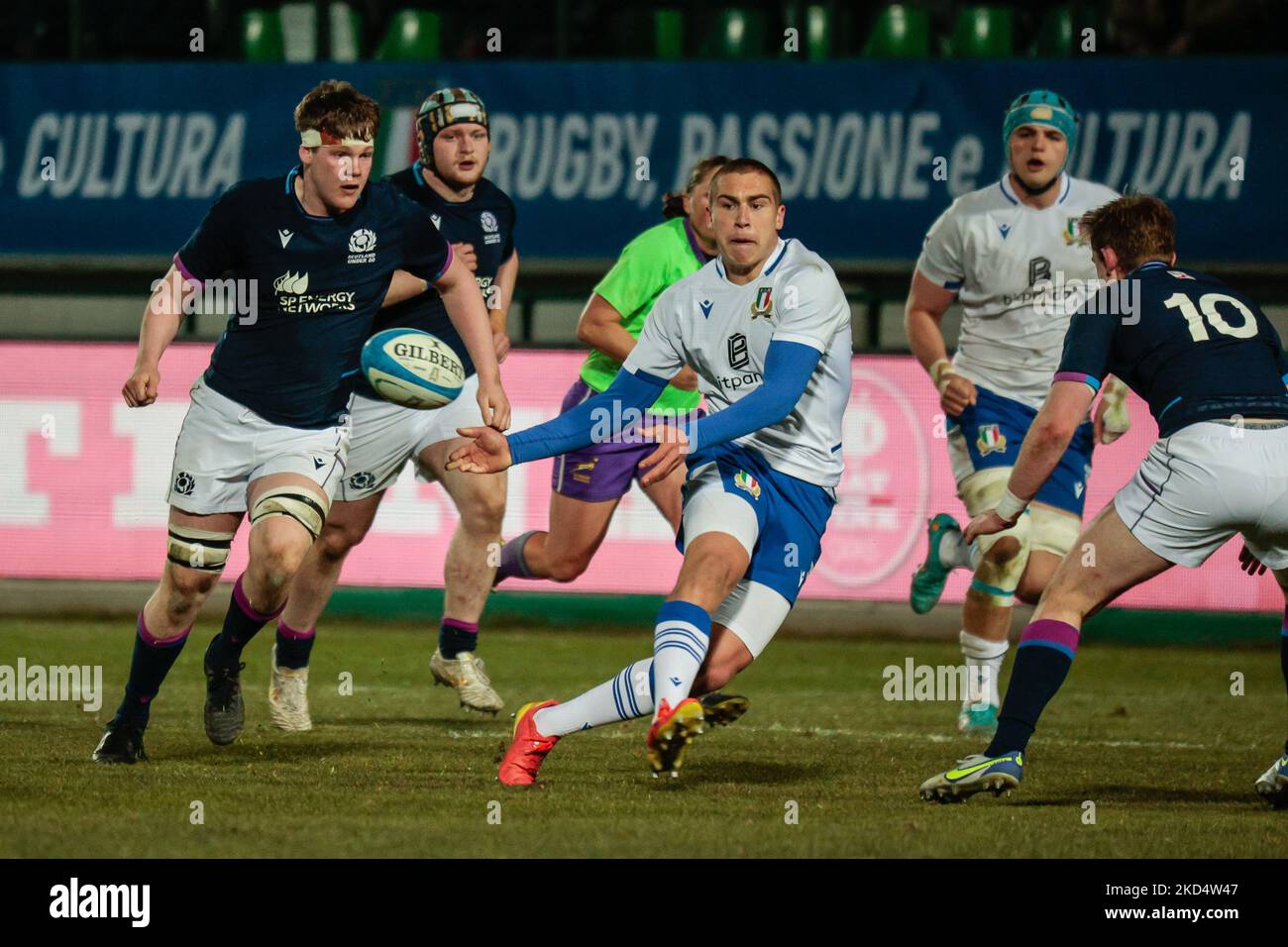 Francois Carlo Mey (Italien) während des Rugby Six Nations-Spiels 2022 Six Nations Under 20 - Italien gegen Schottland am 11. März 2022 im Monigo-Stadion in Treviso, Italien (Foto von Mattia Radoni/LiveMedia/NurPhoto) Stockfoto