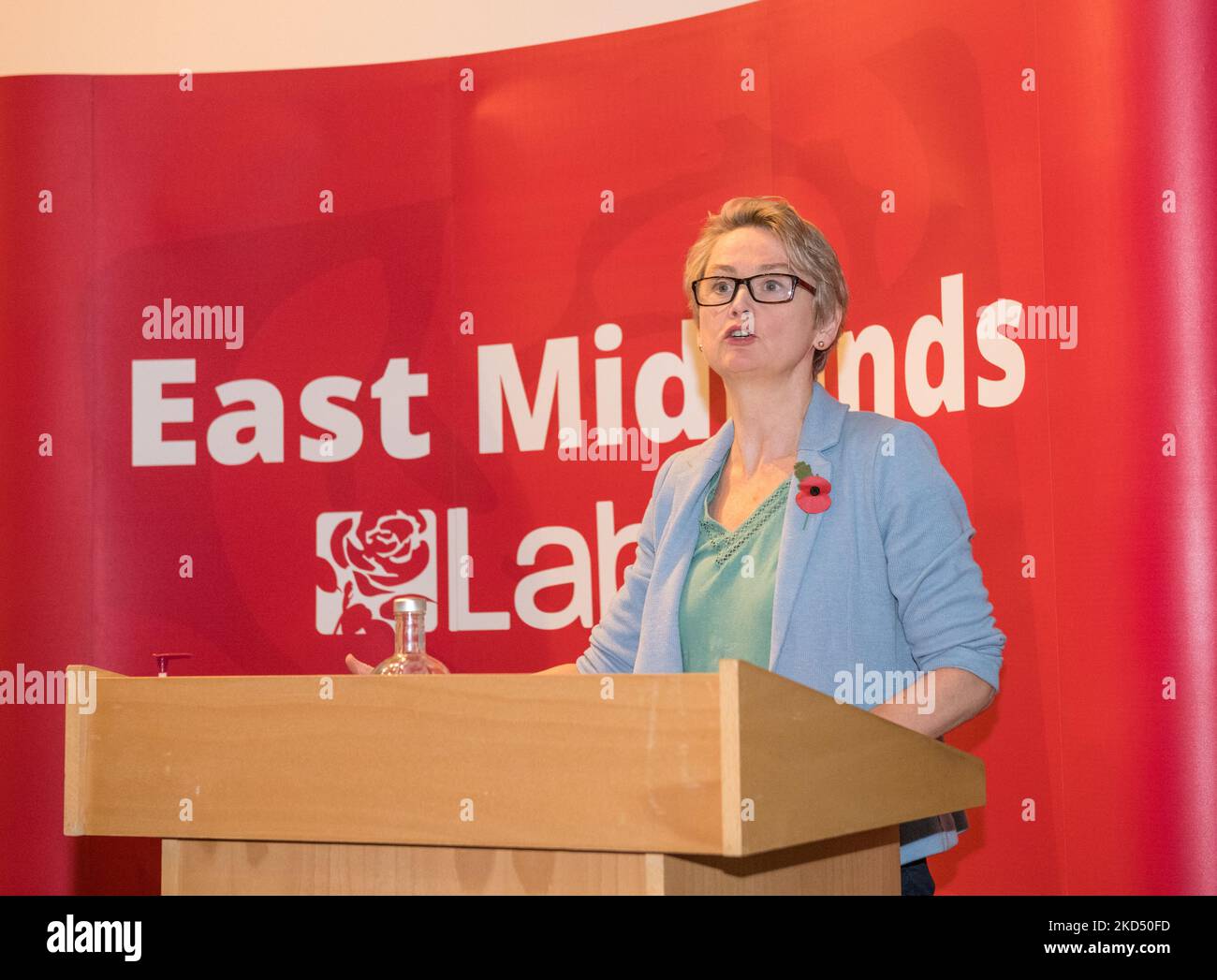 Die East Midlands Labor Party Conference 2022, Holywell Park Conference Center, Loughborough, Leicestershire, England, Großbritannien. 5.. November 2022. Yvette Cooper, Abgeordnete des Schattenministeriums, sprach auf der East Midlands Labour Party Konferenz. Quelle: Alan Beastall/Alamy Live News Stockfoto