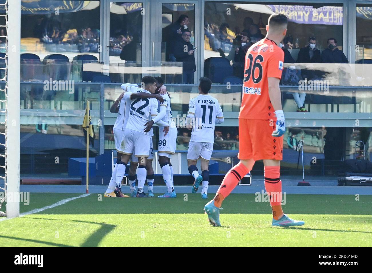 napoli erzielt beim Spiel hellas Verona FC gegen SSC Napoli am 13. März 2022 im Marcantonio Bentegodi-Stadion in Verona, Italien, das Tor 0-1 (Foto: Alessio Tarpini/LiveMedia/NurPhoto) Stockfoto