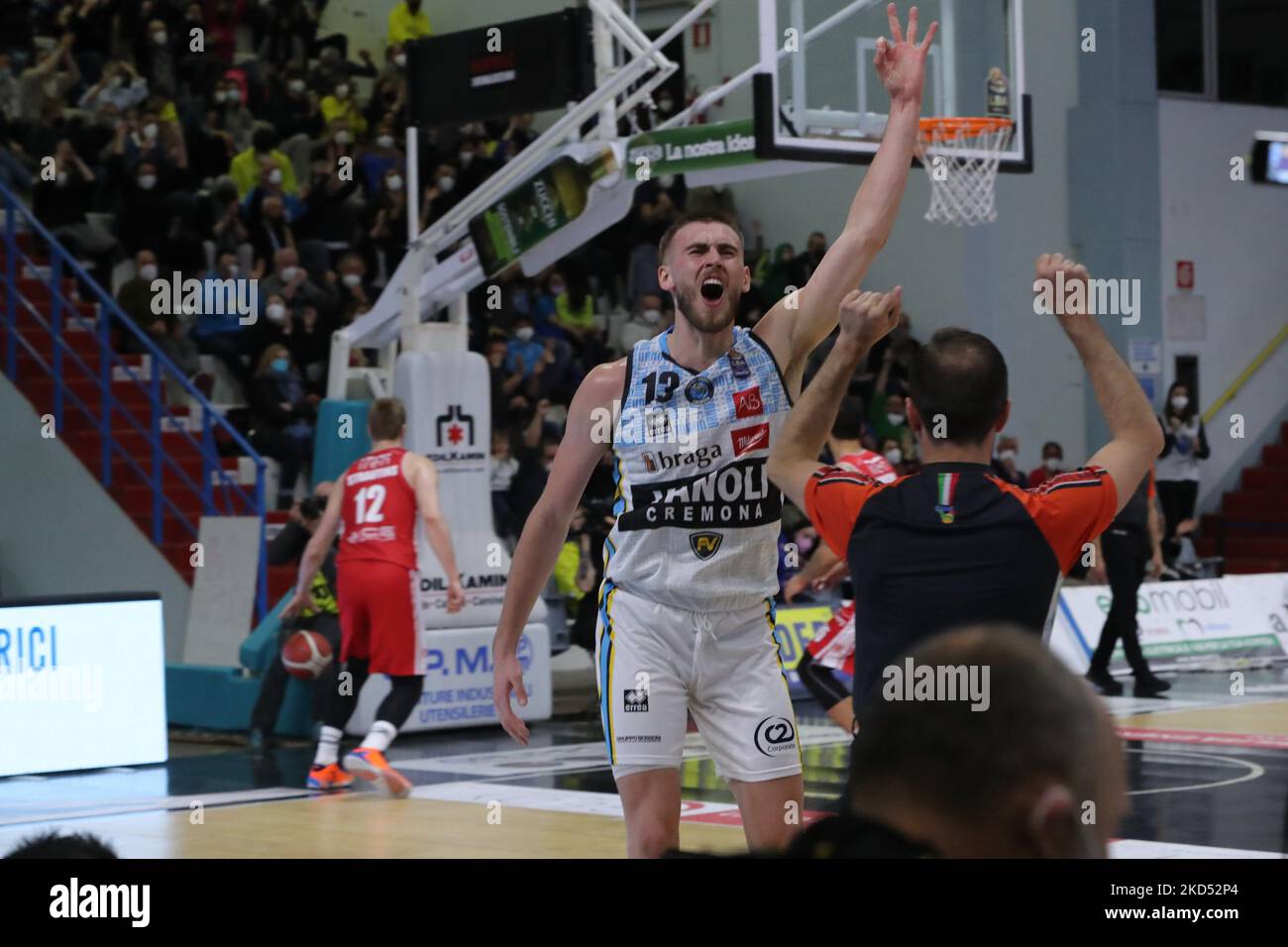 Tres Tinkle (Vanoli Cremona) während der italienischen Basketball A Serie Championship Vanoli Basket Cremona gegen UNAHOTELS Reggio Emilia am 13. März 2022 im PalaRadi in Cremona, Italien (Foto von Matteo Casoni/LiveMedia/NurPhoto) Stockfoto