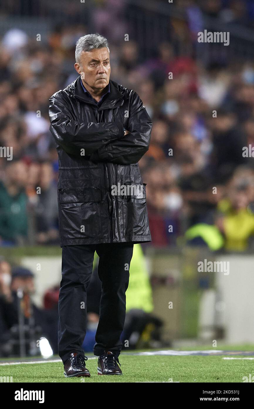 Domenec Torrent Cheftrainer von Galatasaray während der UEFA Europa League Runde von 16 Leg One Spiel zwischen dem FC Barcelona und Galatasaray im Camp Nou am 10. März 2022 in Barcelona, Spanien. (Foto von Jose Breton/Pics Action/NurPhoto) Stockfoto