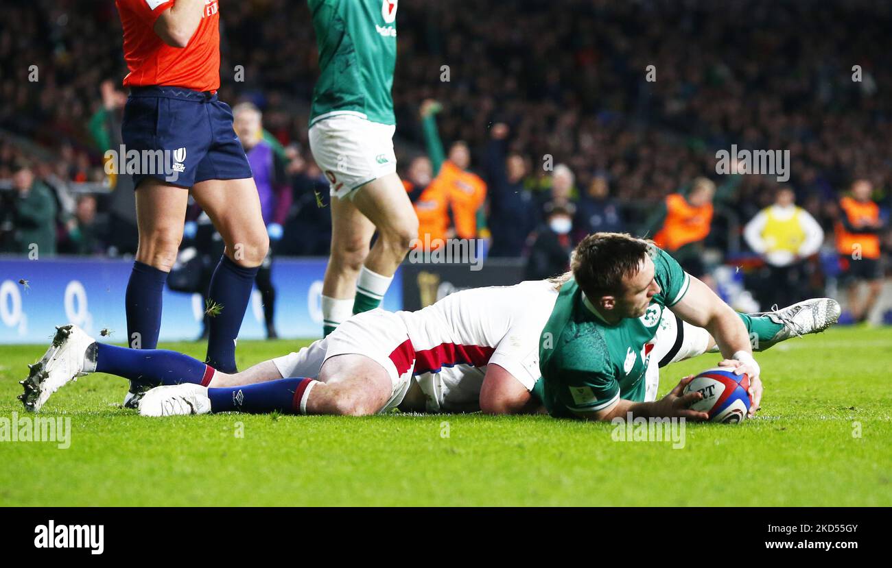 Jack Conan aus Irland (Leinster) beim Guinness Six Nations-Spiel zwischen England und Irland, im Twickenham Stadium am 12.. März 2022 in London, England (Foto by Action Foto Sport/NurPhoto) Stockfoto