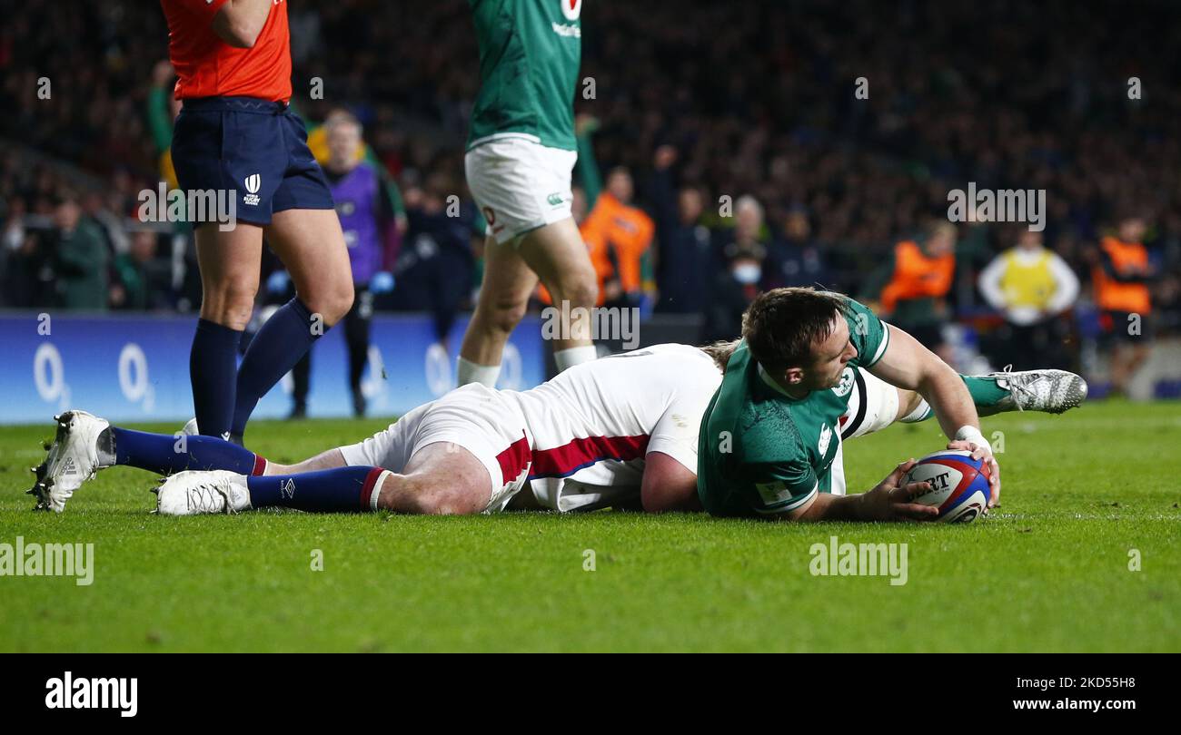 Jack Conan aus Irland (Leinster) beim Guinness Six Nations-Spiel zwischen England und Irland, im Twickenham Stadium am 12.. März 2022 in London, England (Foto by Action Foto Sport/NurPhoto) Stockfoto