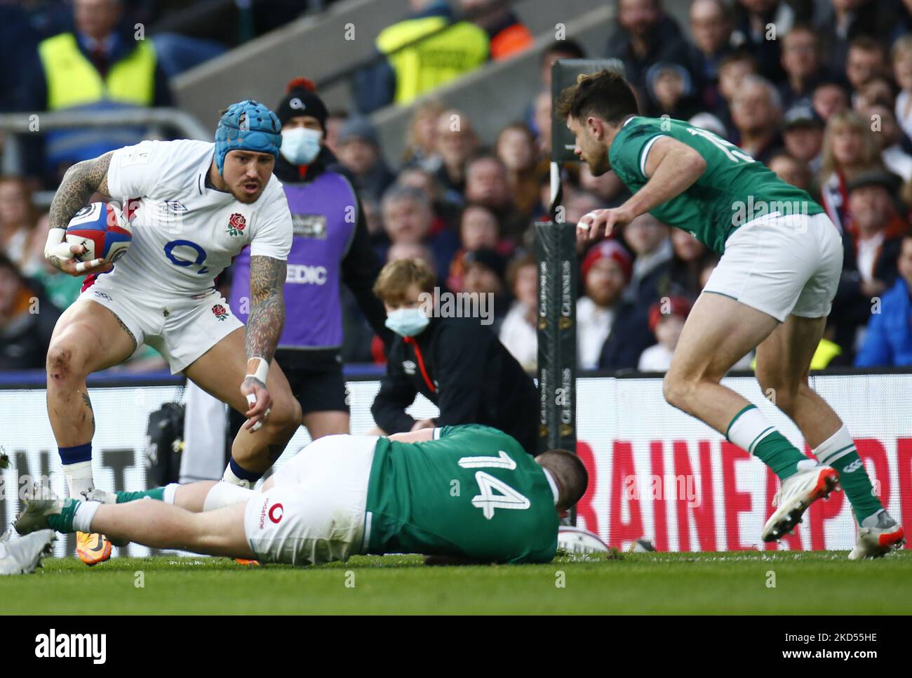 Jack Nowell aus England (Blue hat) während des Guinness Six Nations-Spiels zwischen England und Irland im Twickenham Stadium am 12.. März 2022 in London, England (Foto by Action Foto Sport/NurPhoto) Stockfoto