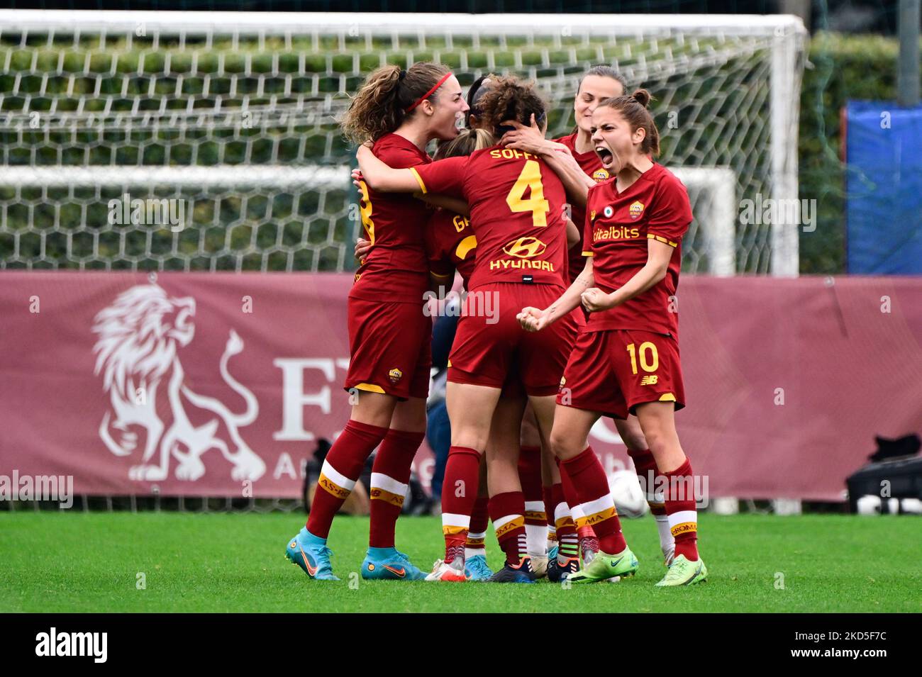 Während der italienischen Fußball-Liga Ein Frauen-2021/2022-Spiel zwischen AS Roma und AC Mailand im Tre Fontane-Stadion am 19. März 2021. (Foto von Fabrizio Corragetti/LiveMedia/NurPhoto) Stockfoto