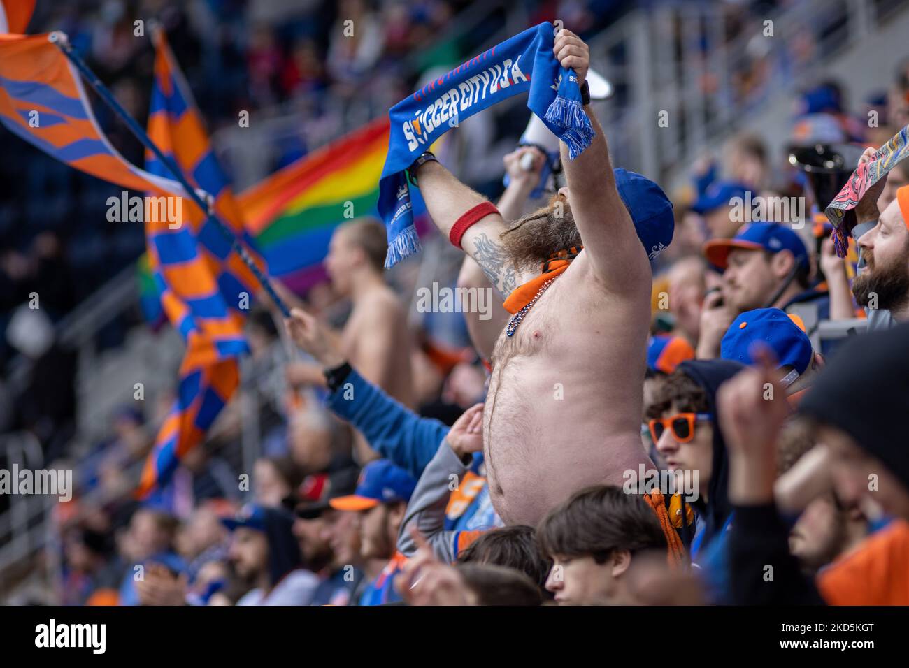 Während eines Fußballspiels der Major League zwischen dem FC Cincinnati und Inter Miami im TQL Stadium in Cincinnati, Ohio. Samstag, 19. März 2022. FC Cincinnati besiegte Inter Miami FC 3-1. (Foto von Jason Whitman/NurPhoto) Stockfoto