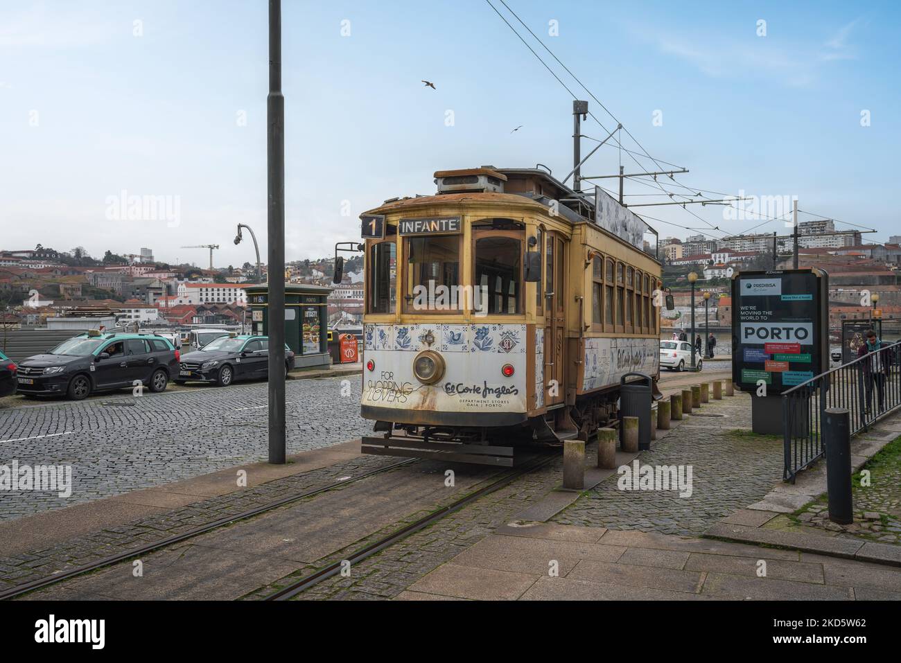 Historische Straßenbahn Porto (Eletrico) - Porto, Portugal Stockfoto