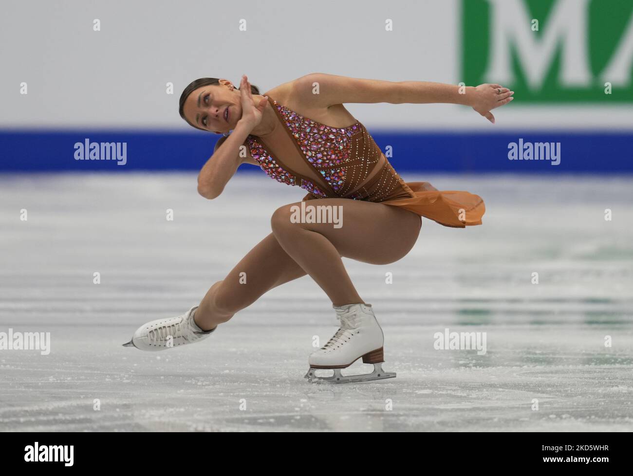 Natasha McKay aus Großbritannien während des Women's Short Program, in der Sud de France Arena, Montpellier, Frankreich, am 23. März 2022. (Foto von Ulrik Pedersen/NurPhoto) Stockfoto